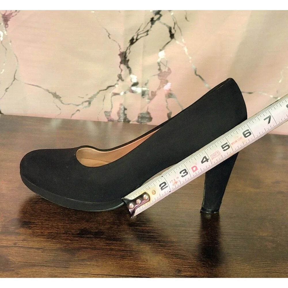 Classic Black Suede Size 8 Platform 3 inch Pump Mary Jane Office Party